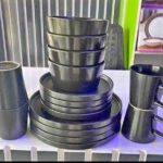 16pcs dinner set black